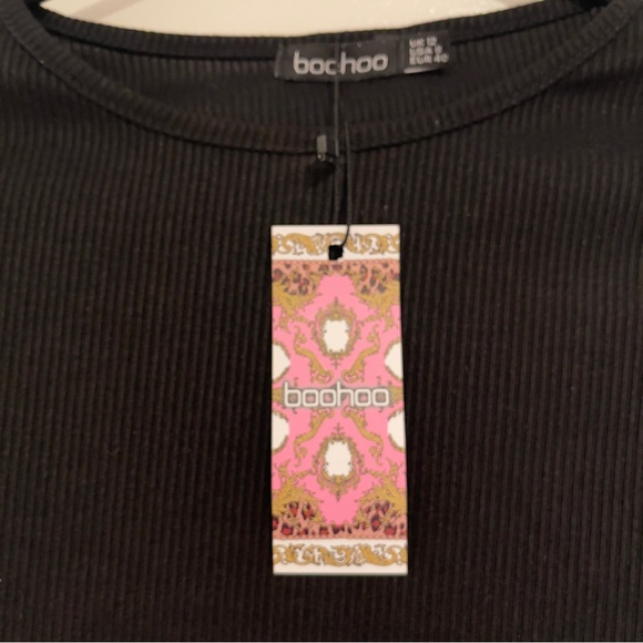 Boohoo. NWT NEVER WORN Long Sleeve Rib Crop - Black - Large - Picture 7 of 10